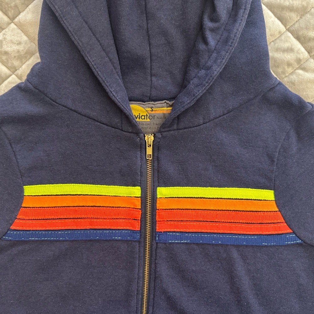 Aviator Nation 5 Stripe Zip Hoodie Sweatshirt - Picture 3 of 3